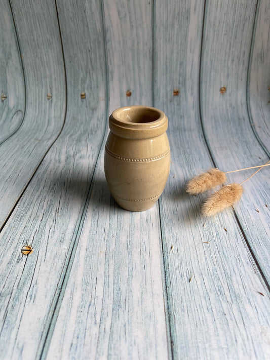 Antique Barrel Shaped Stoneware Caviar Jar