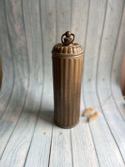 Antique French Copper Bed Warmer with Brass Screw Top