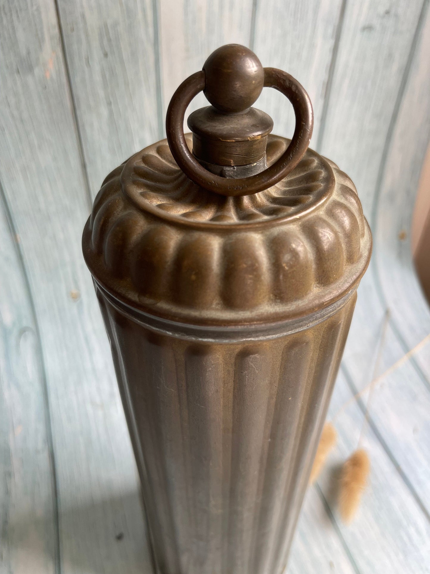 Antique French Copper Bed Warmer with Brass Screw Top