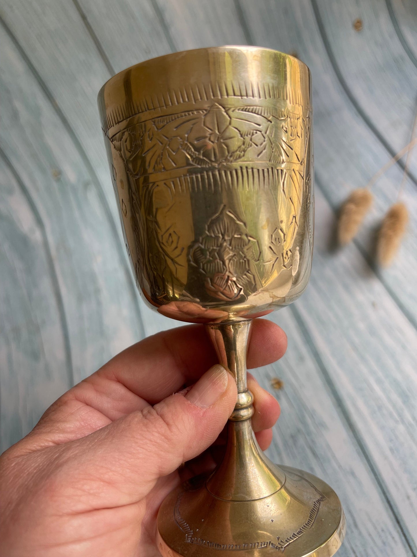 Vintage Etched EPNS Silver Plated Metal Goblet / Wine Cup / Wiccan / Altar