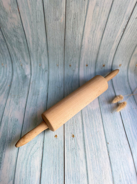 Vintage French Solid Pine Two Handle Wooden Rolling Pin