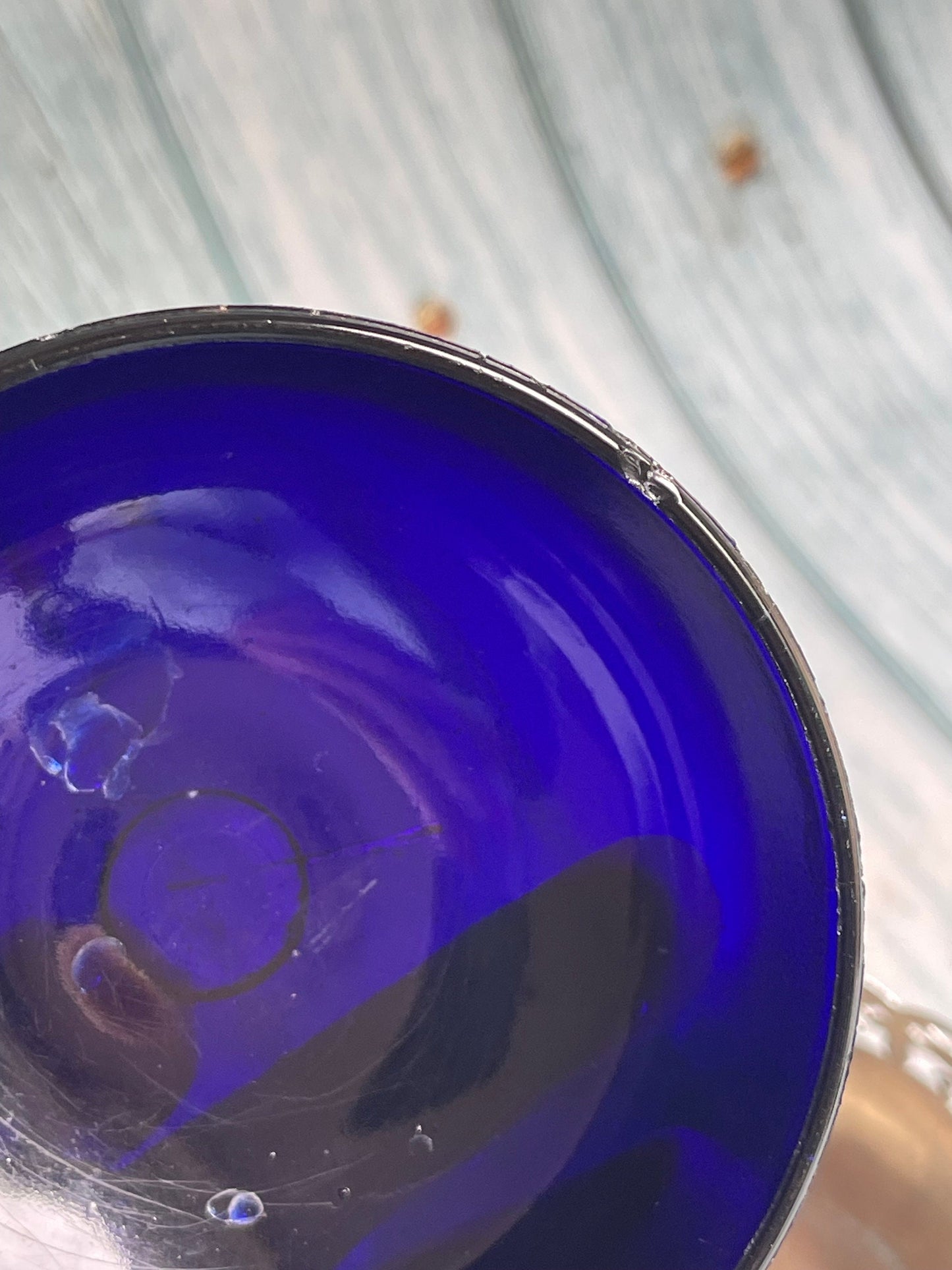 Vintage Silver Metal Pierced Design Sugar Bowl with Blue Glass Liner