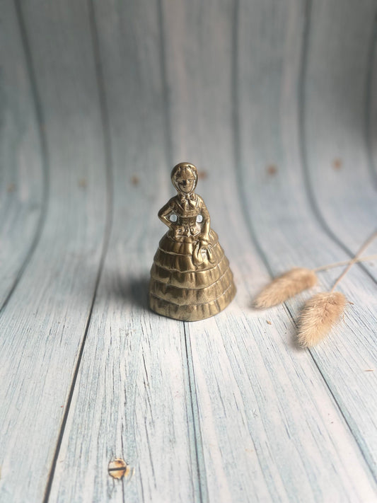 Vintage Brass Bell of a Victorian Lady in a Crinoline Dress