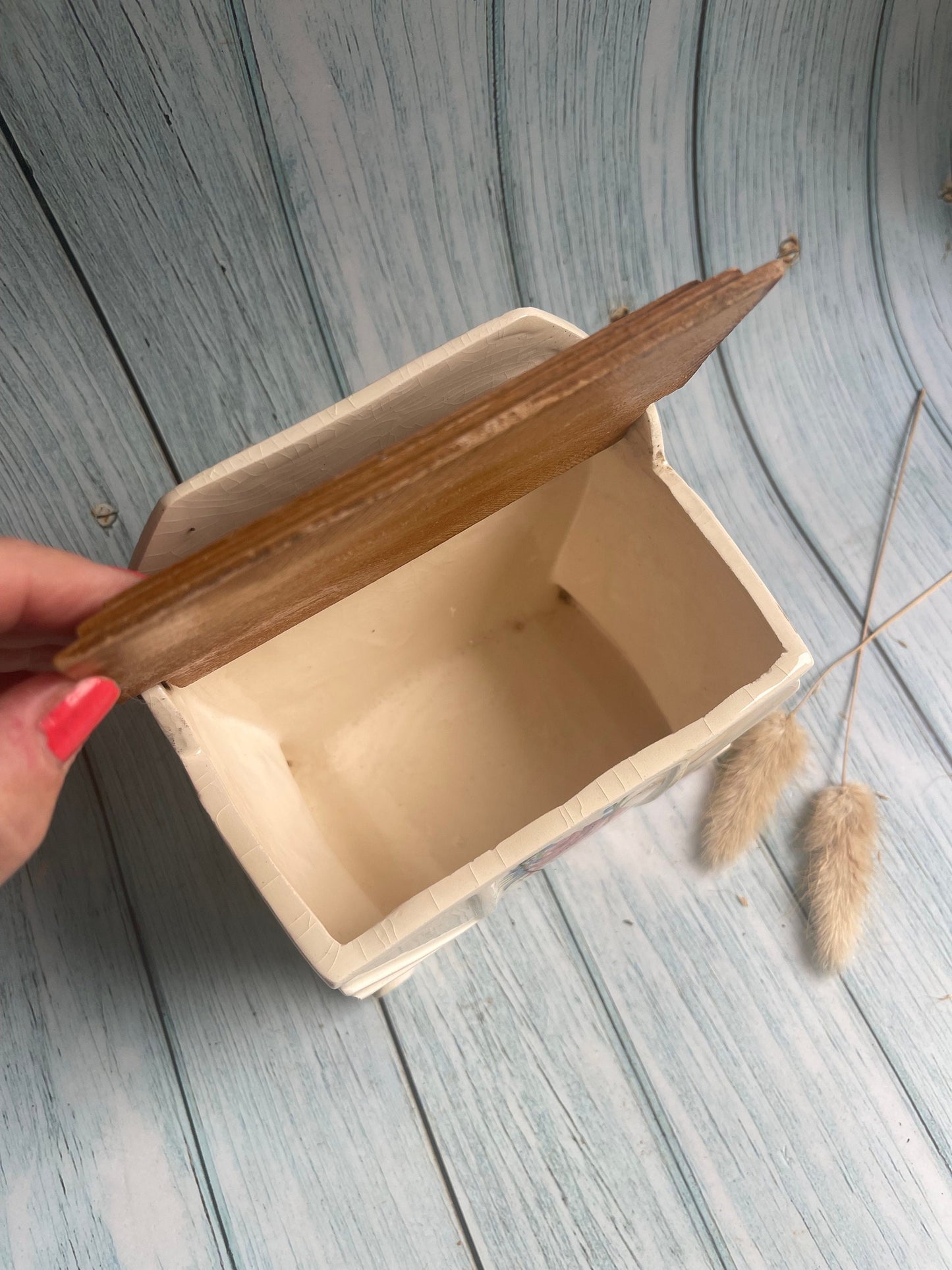 Pair of Vintage French Kitchen Hanging Wooden Lid Boxes for Salt and Matches / Sel et Alumettes