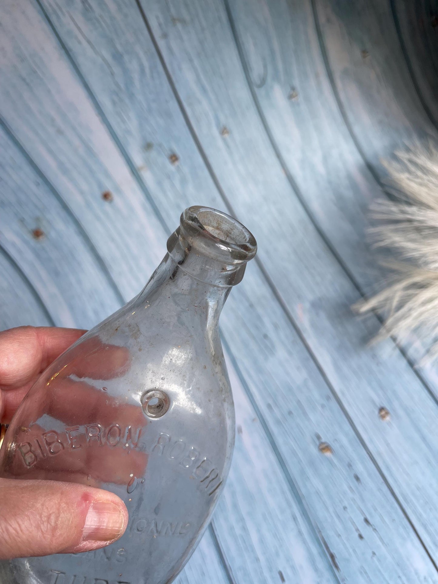 Antique French Glass Baby Bottle / Robert Perfectionné Sans Tube / Without Tube