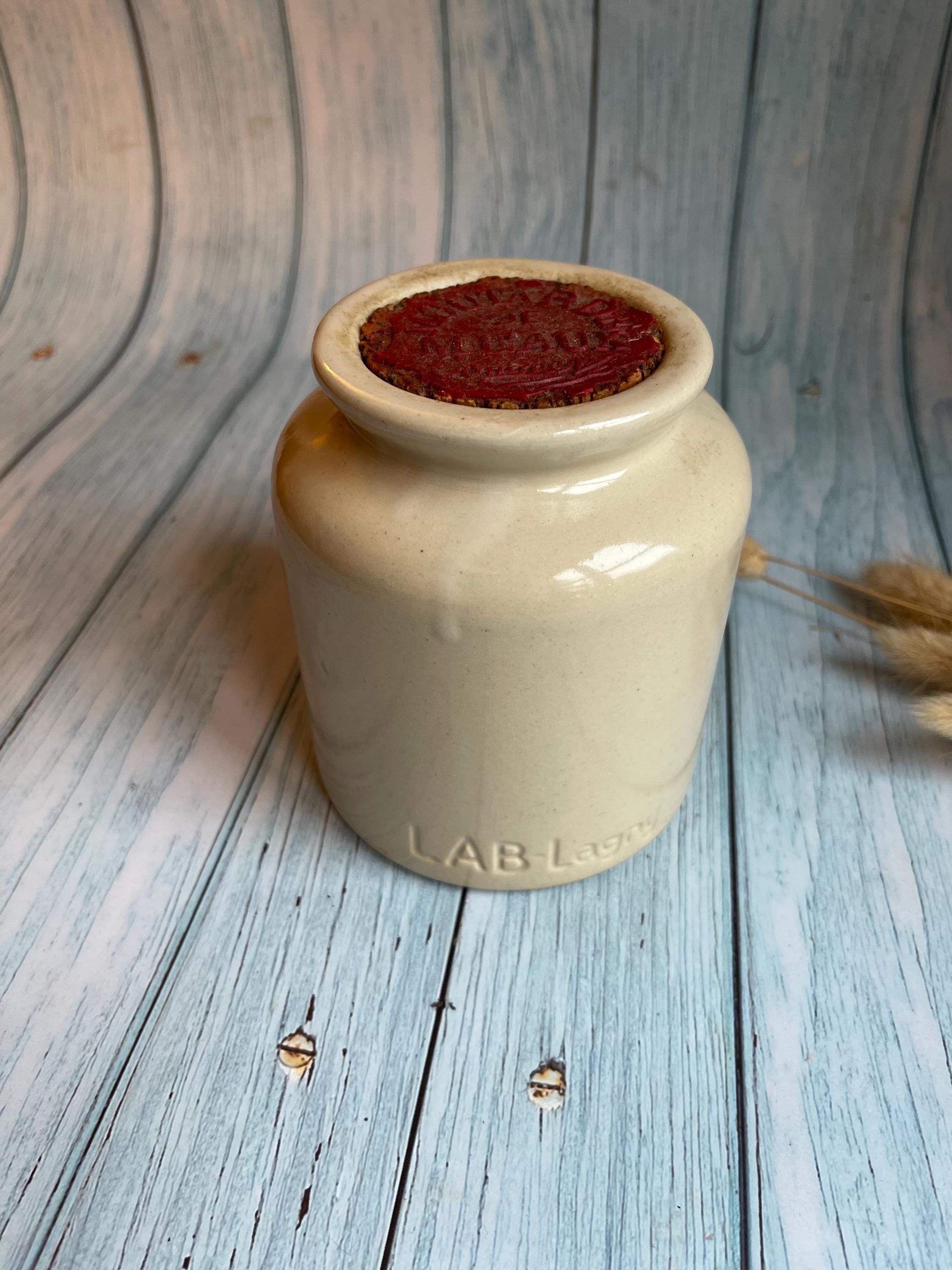 Vintage French Stoneware LAB Lagny Mustard Jar with Seal / LAB-Lagny Mustard Pot / Moutarde de Meaux