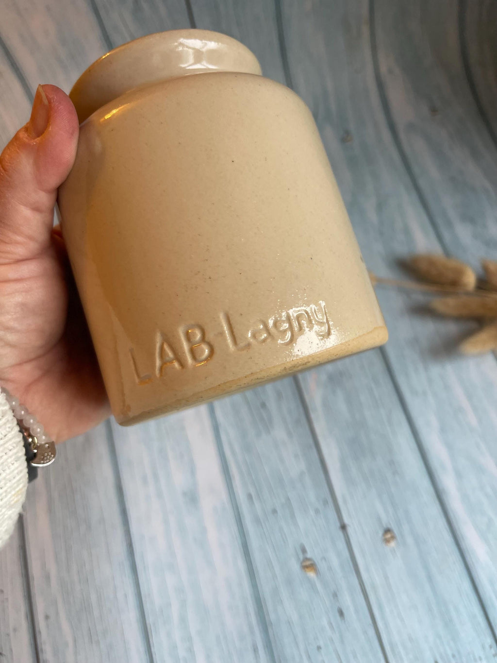 Vintage French Stoneware LAB Lagny Mustard Jar with Seal / LAB-Lagny Mustard Pot / Moutarde de Meaux