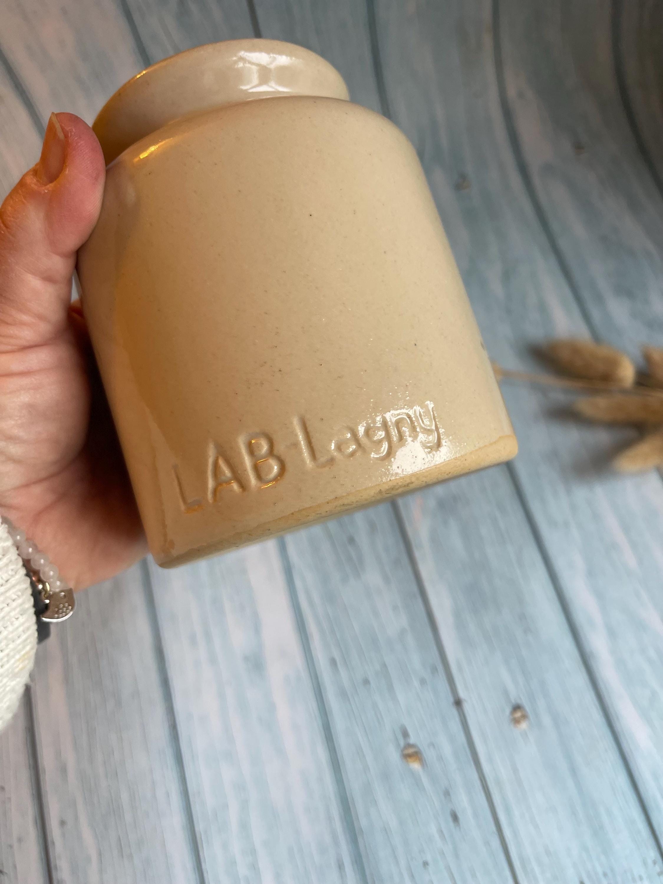 Vintage French Stoneware LAB Lagny Mustard Jar with Seal / LAB-Lagny Mustard Pot / Moutarde de Meaux