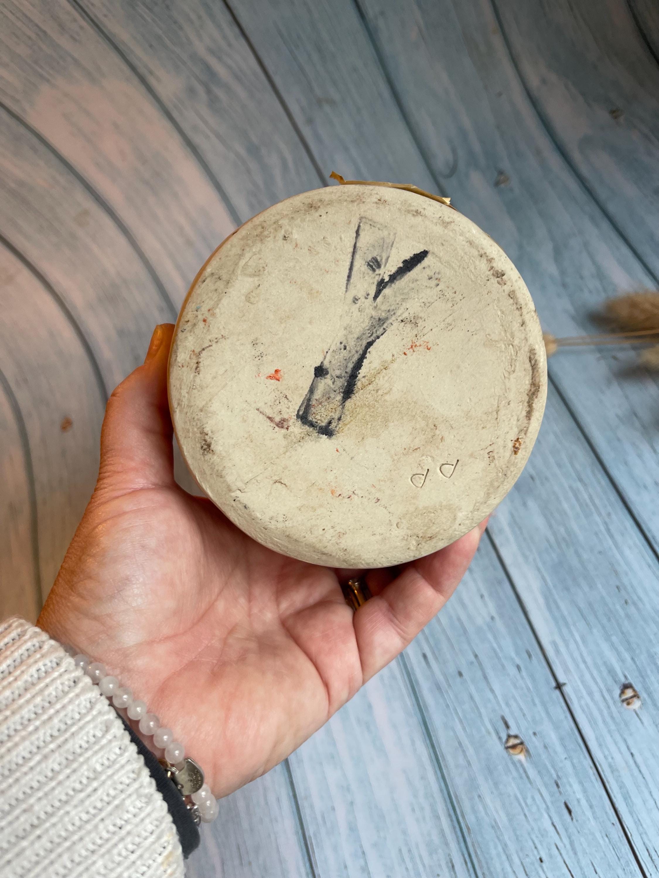 French Stoneware LAB-Lagny Mustard Pot with Wax Seal Lid and Original Label / Moutarde de Meaux