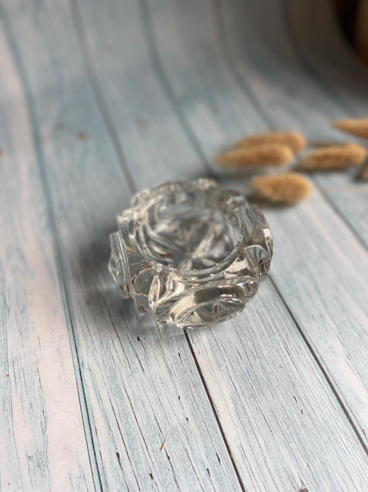 Art Deco Lead Crystal Glass Salt with Faceted Sides