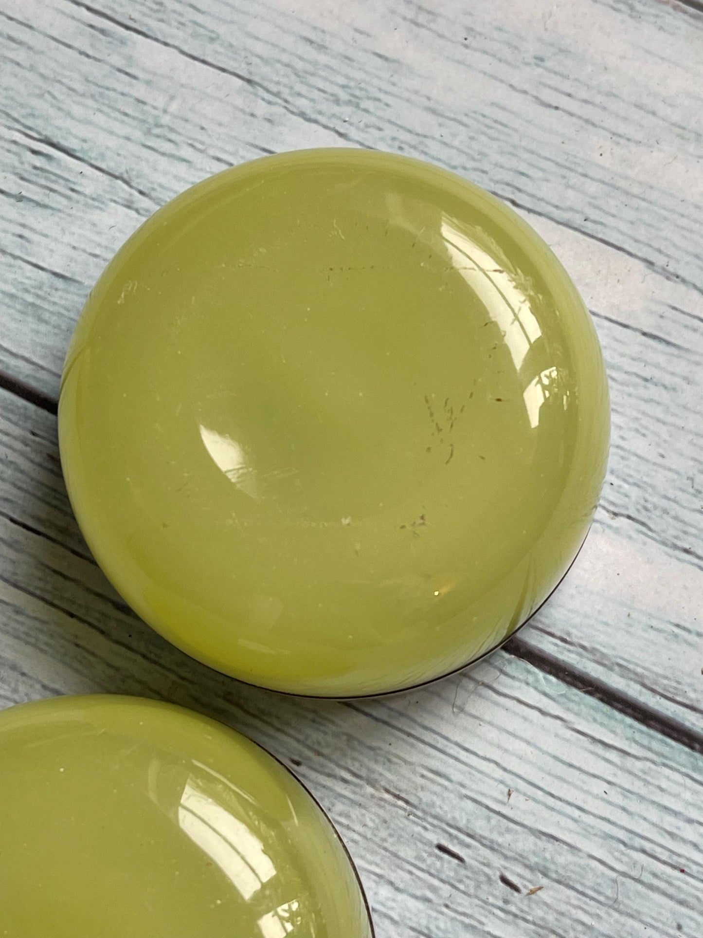 Antique 1920 John Grinsell & Sons Green Glass Salts with Silver Rims / Birmingham Hallmark Pair