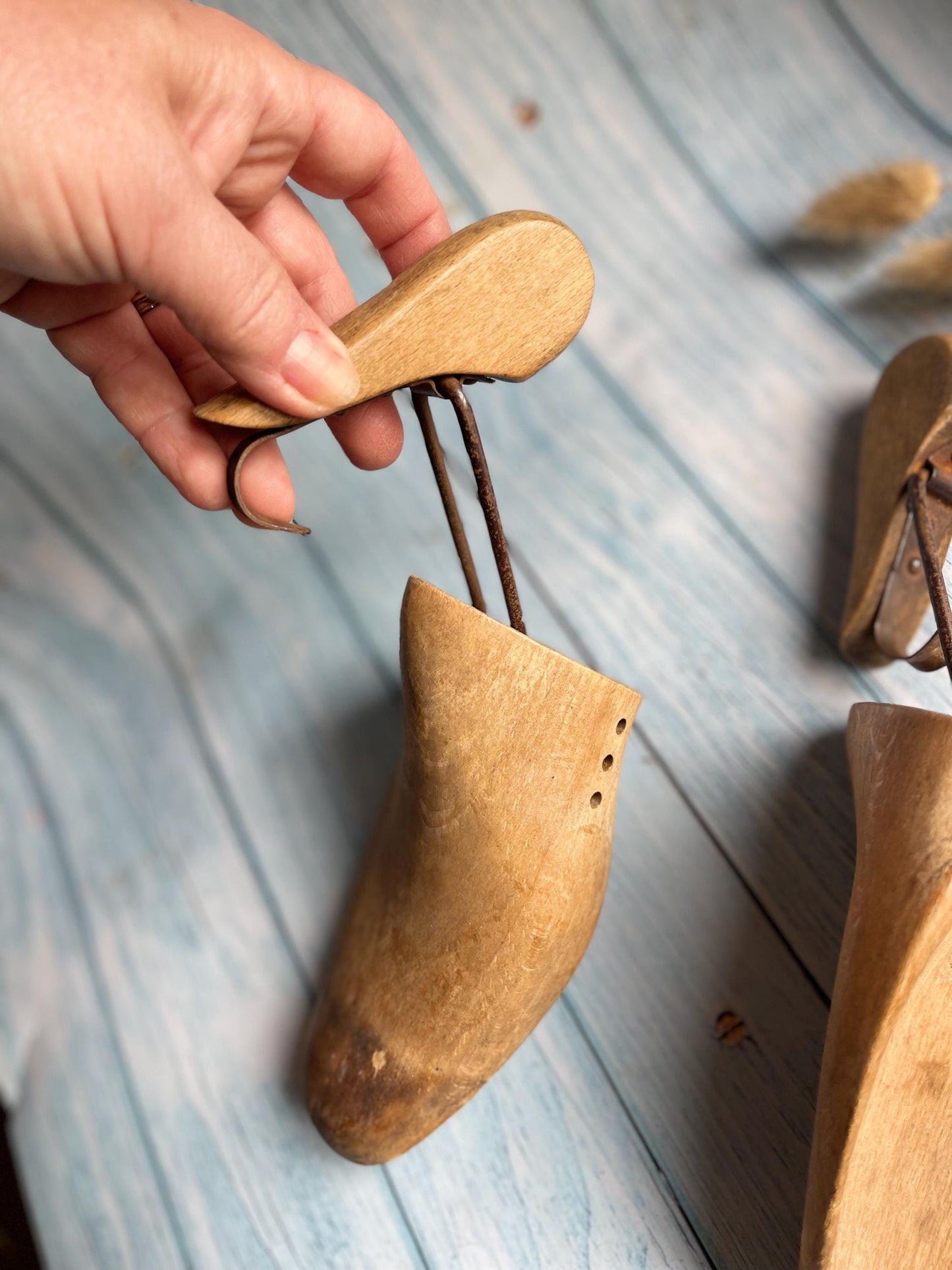 Vintage Pair of Hinged Wooden Shoe Trees / Shoe Lasts / Shoe Keepers