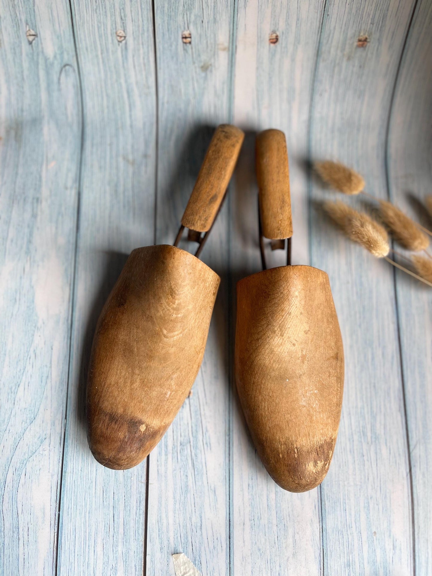 Vintage Pair of Hinged Wooden Shoe Trees / Shoe Lasts / Shoe Keepers