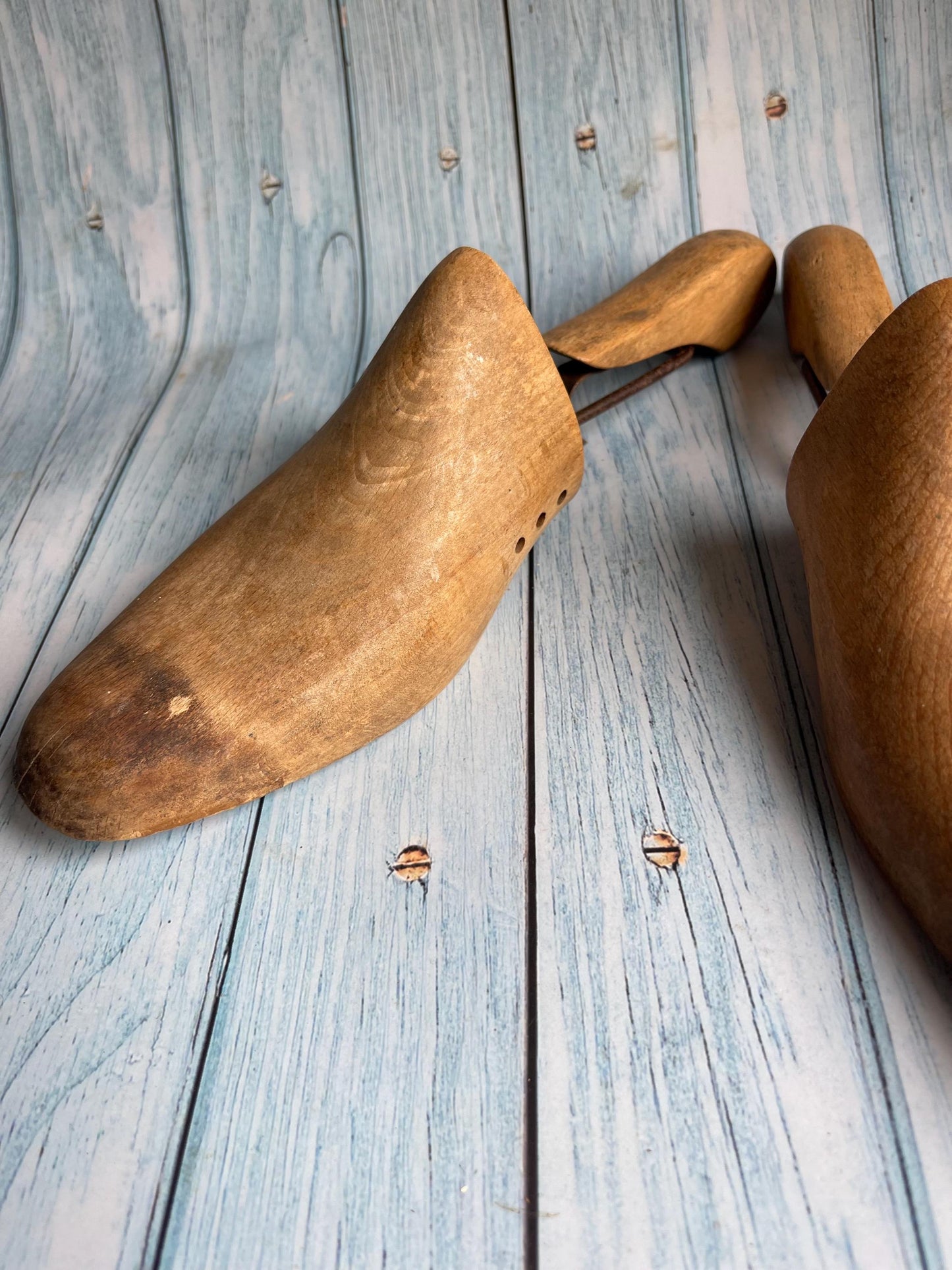 Vintage Pair of Hinged Wooden Shoe Trees / Shoe Lasts / Shoe Keepers