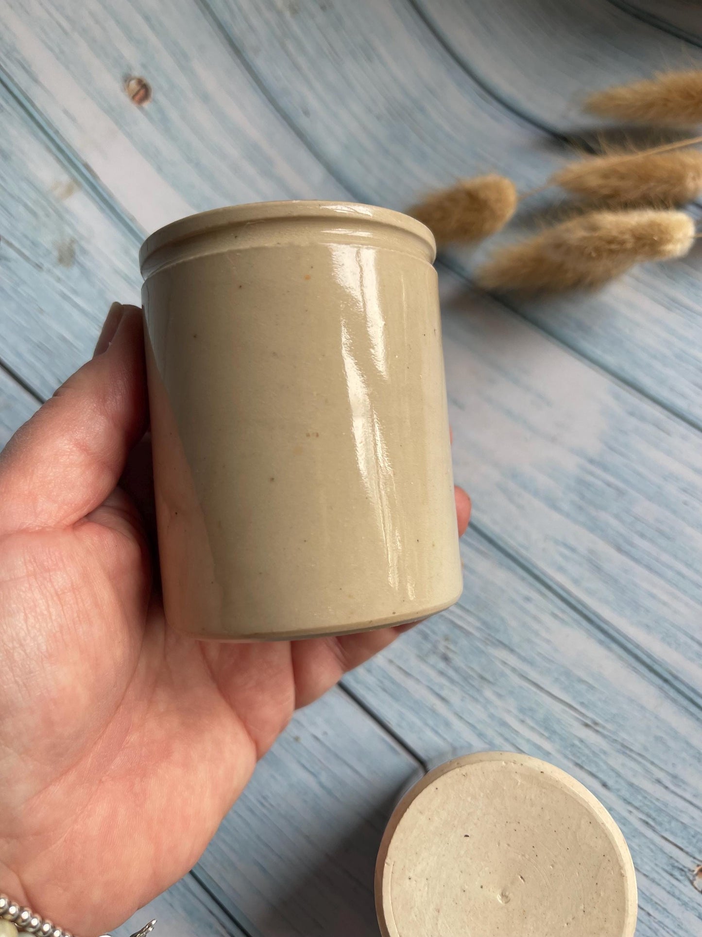 Antique French Ironstone Apothecary Pots: Creamy Ointment Jars (Set of Two)