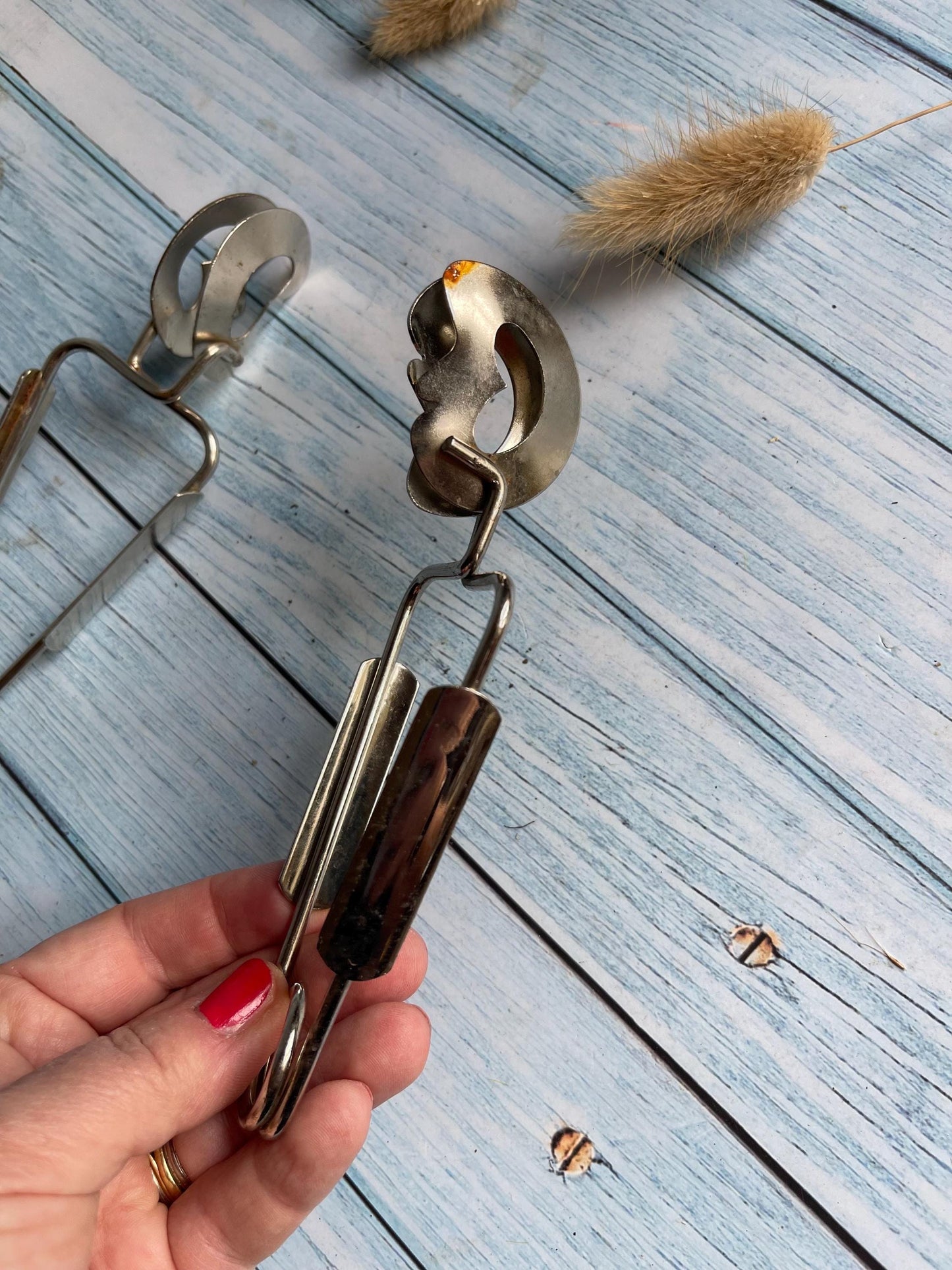 Pair of Vintage Chrome Spring Loaded Snail Tongs