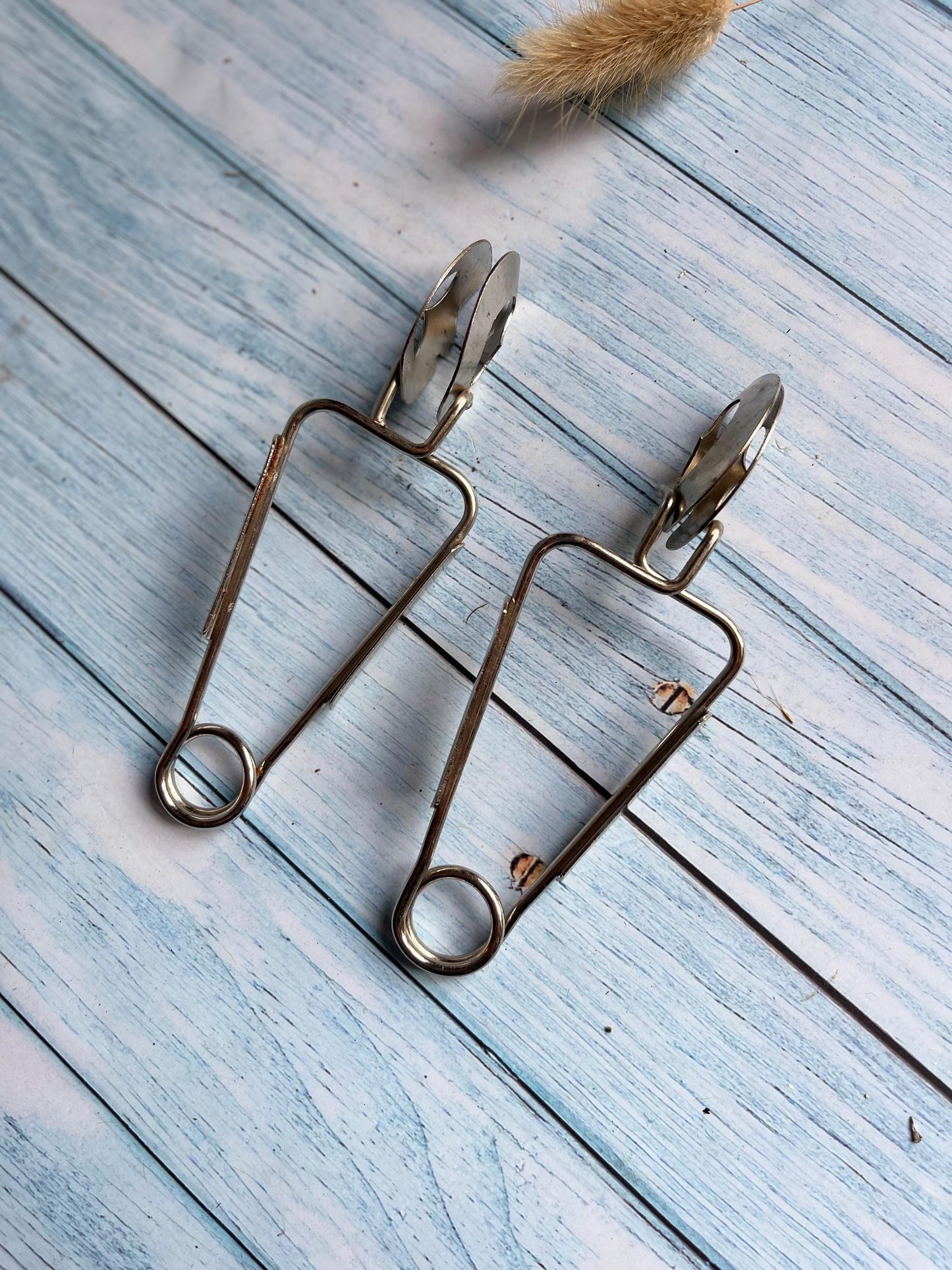 Pair of Vintage Chrome Spring Loaded Snail Tongs