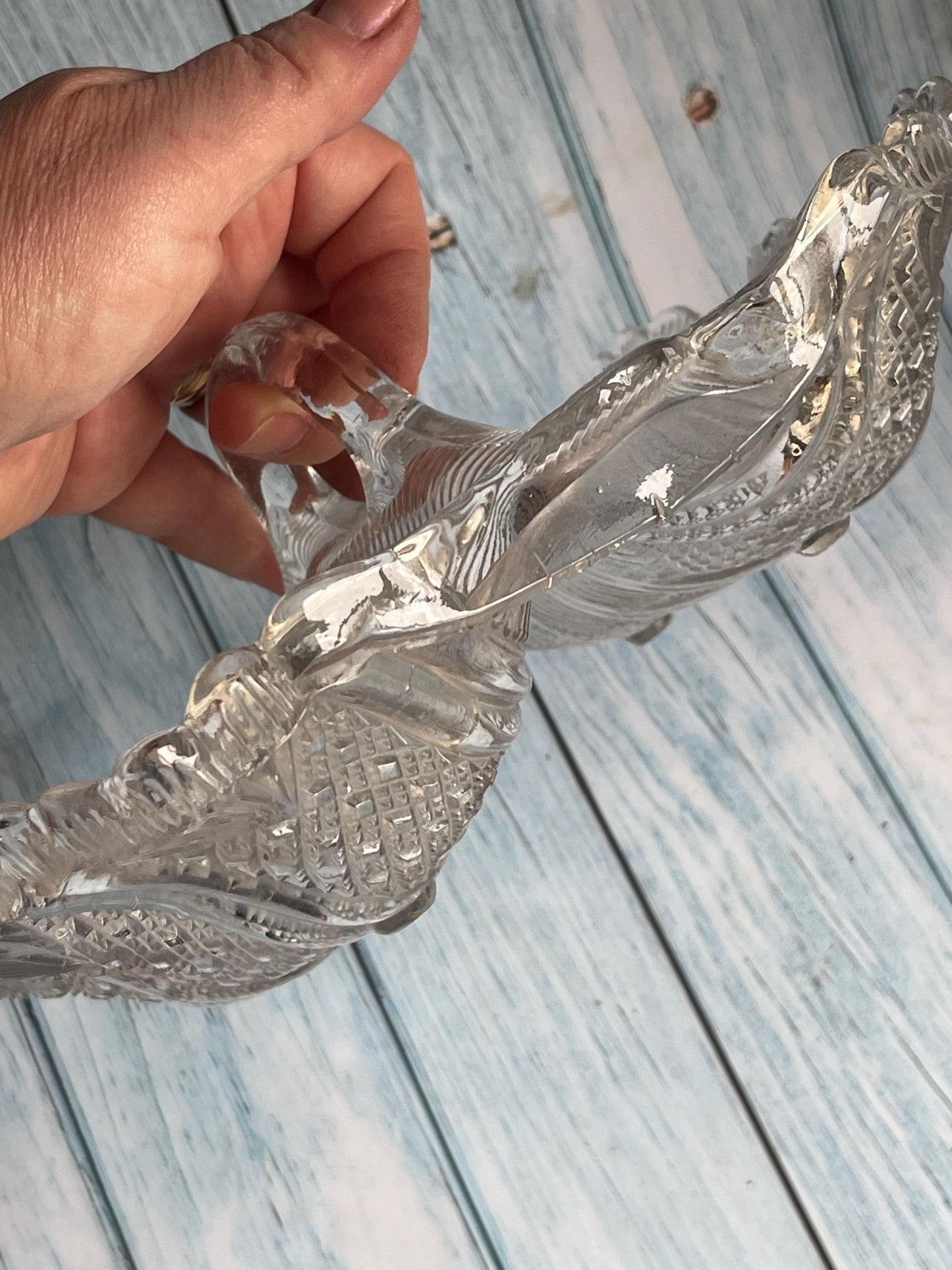 Antique Victorian Davidson Glass Sweet Meat Dish, Two Sections with Handle