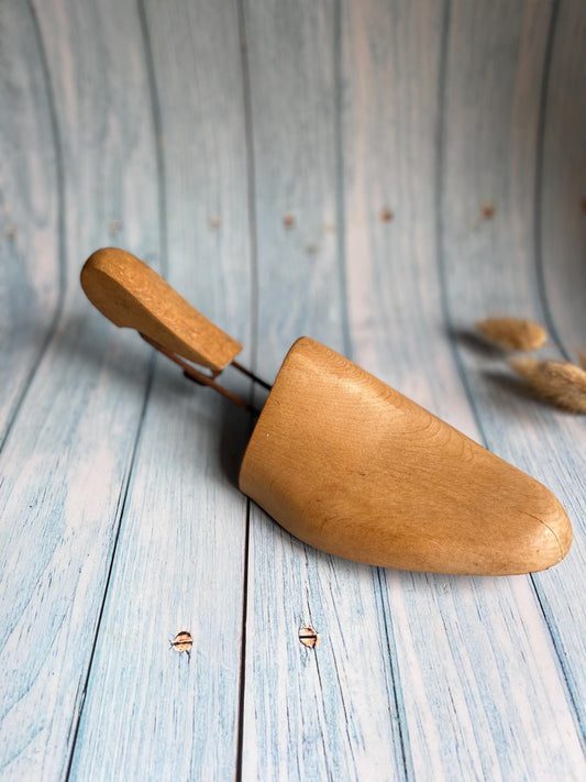 Vintage Hinged Wooden Shoe Tree: Shoe Last Keeper