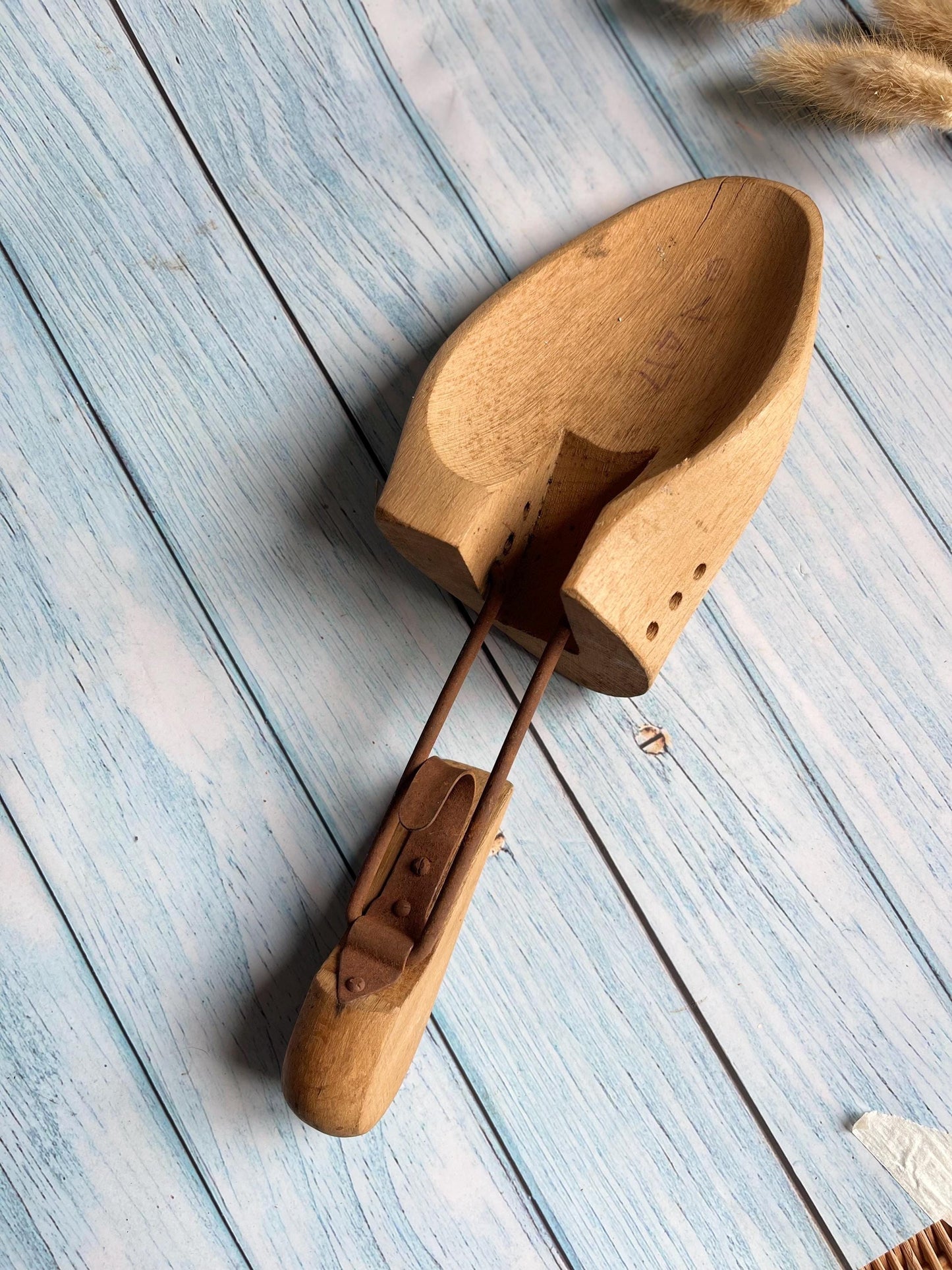 Vintage Hinged Wooden Shoe Tree: Shoe Last Keeper