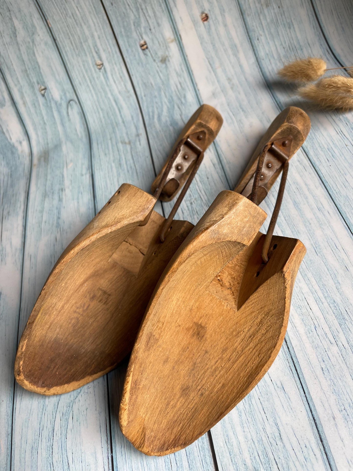 Vintage Pair of Hinged Wooden Shoe Trees / Shoe Lasts / Shoe Keepers