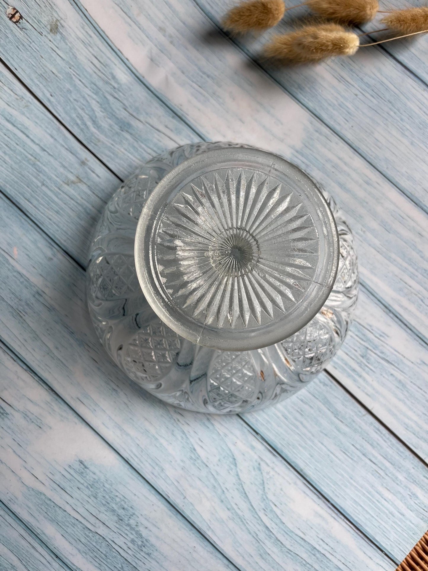 Vintage Pressed Clear Glass Cake Stand / Sweetie Dish / Comport