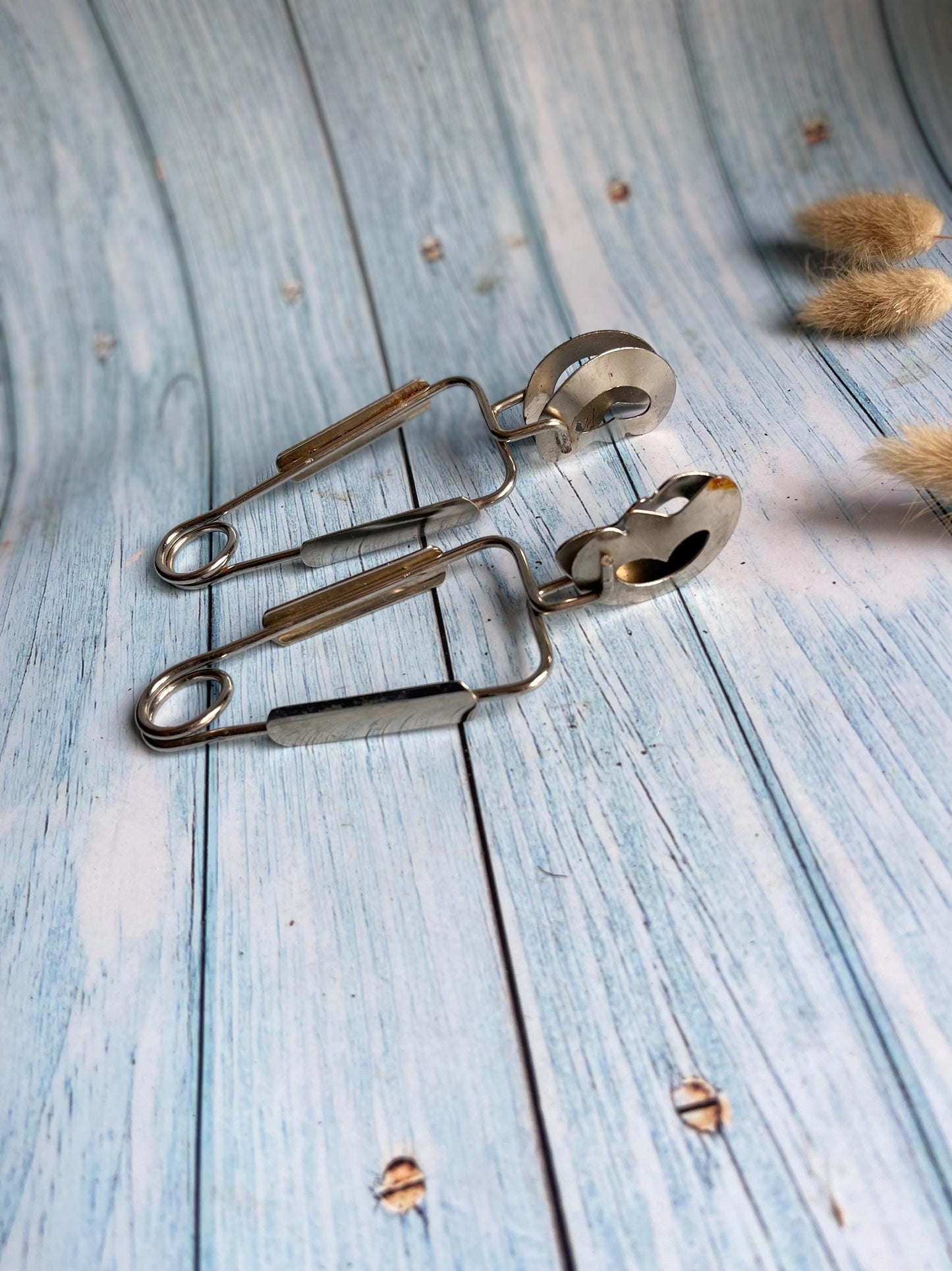 Pair of Vintage Chrome Spring Loaded Snail Tongs