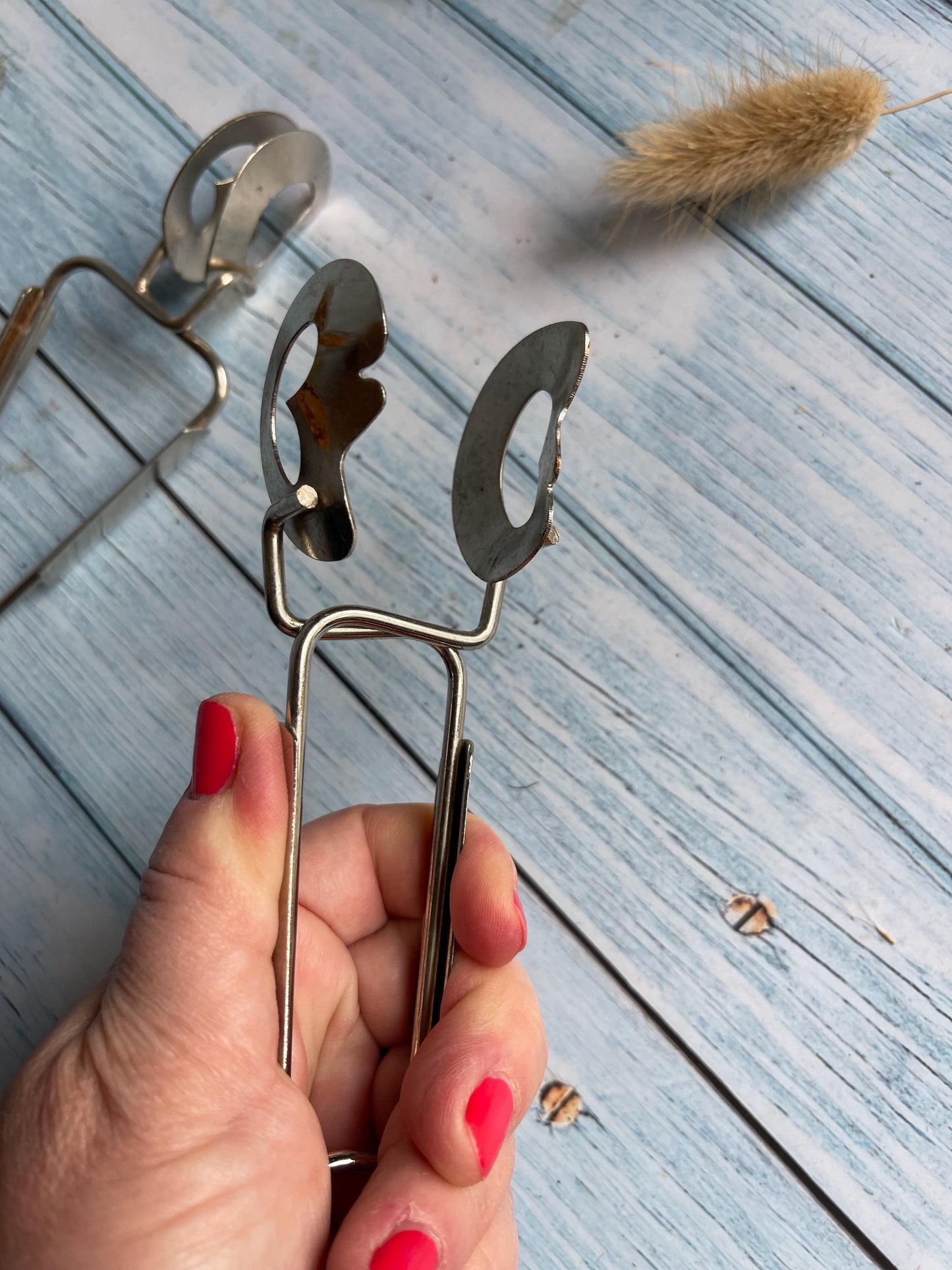 Pair of Vintage Chrome Spring Loaded Snail Tongs