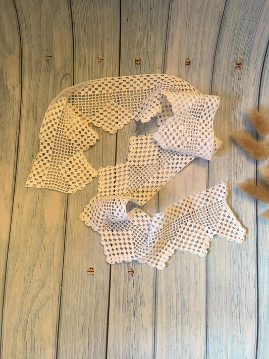 Vintage Handmade Crochet White Lace Trim