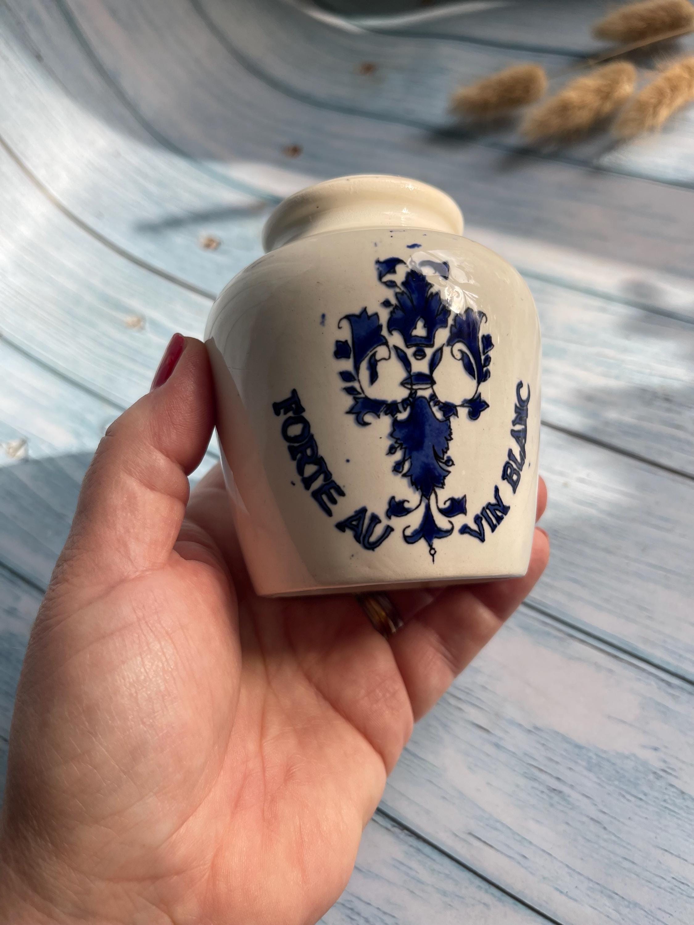 Vintage French Grey Poupon "Moutarde Fine de Dijon" Mustard Pot — Digoin Sarreguemines