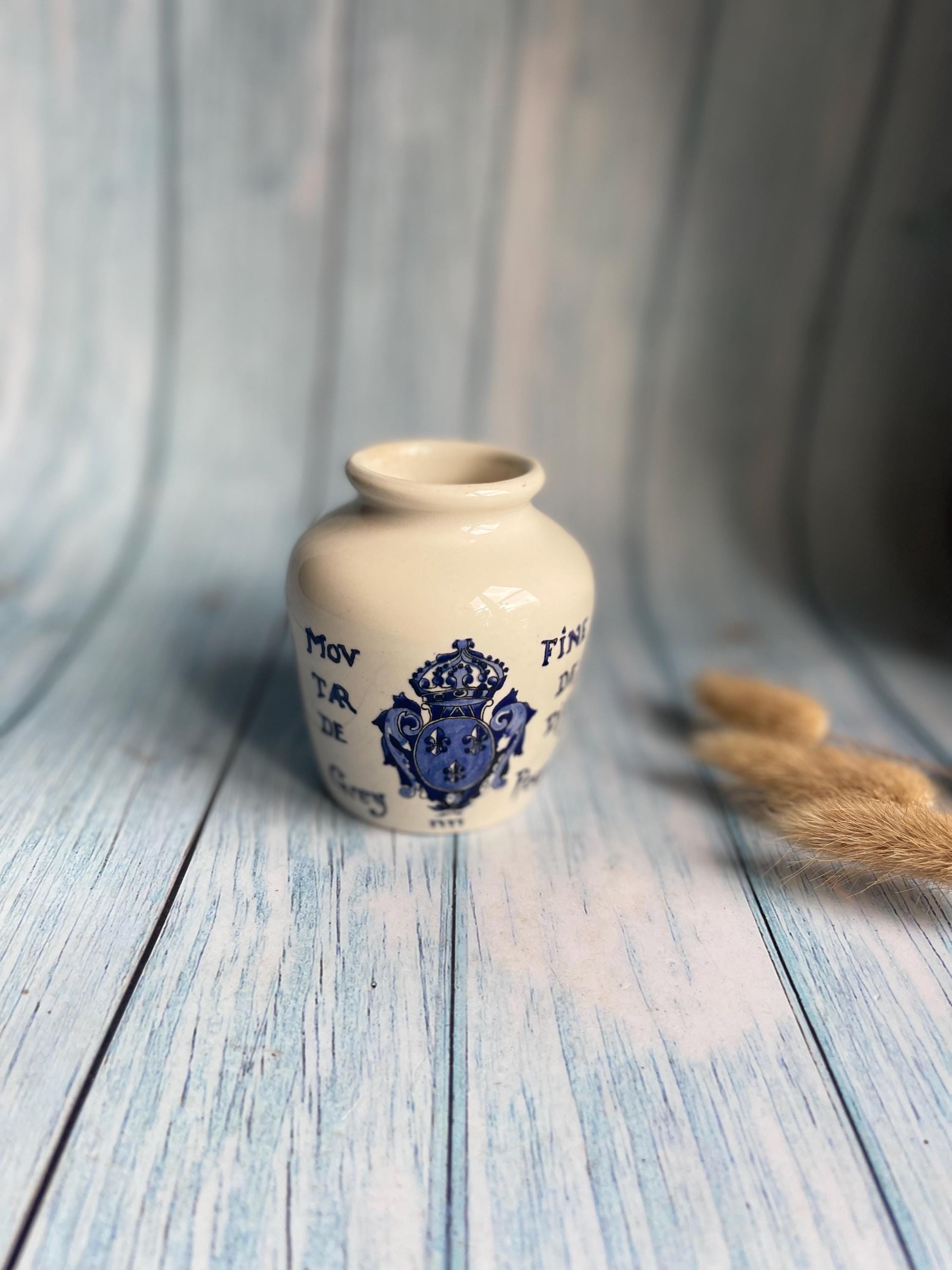 Vintage French Grey Poupon "Moutarde Fine de Dijon" Mustard Pot — Digoin Sarreguemines