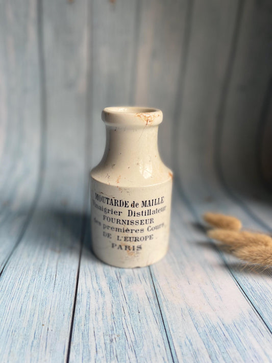 Antique French Mustard Jar: Digoin Sarreguemines Pottery, Parisian Decor