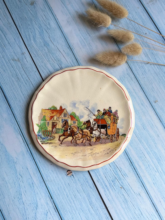 Vintage Swinnertons Staffordshire Plate: Coaching Days Pot Stand (1930)