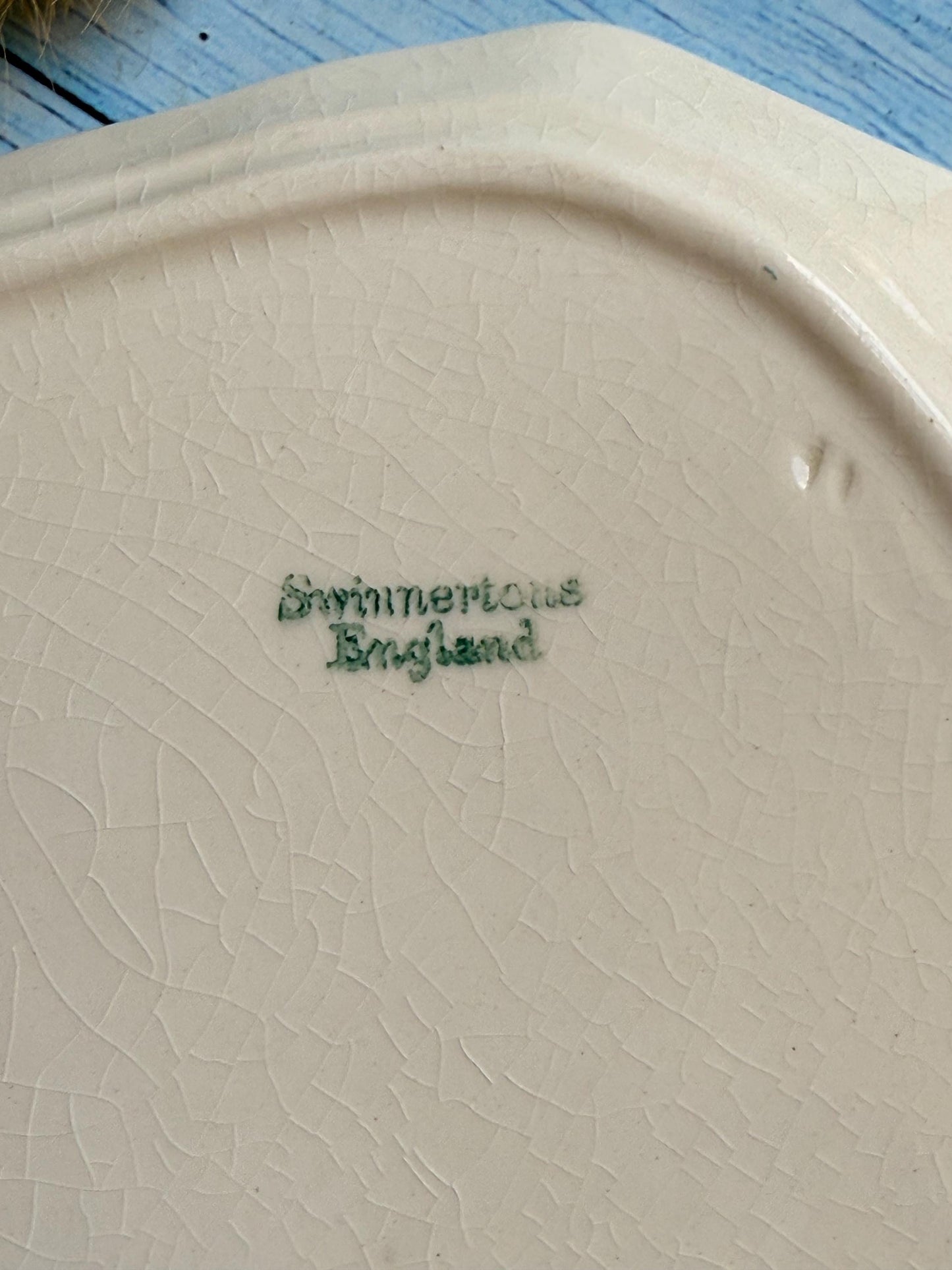 1930s Oblong Sandwich Plate, Made in England in Staffordshire by Swinnertons, Coaching Days Range