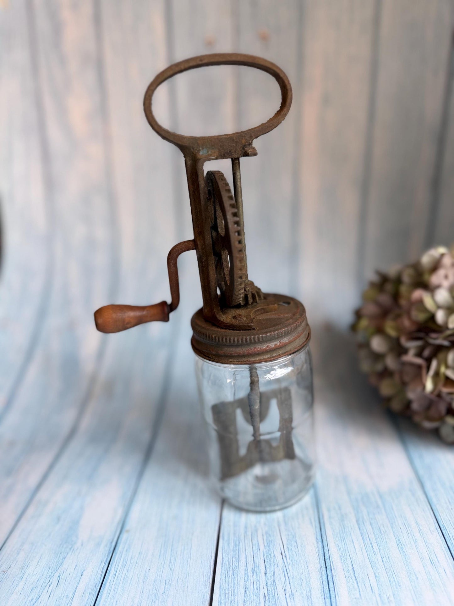 Antique French Mayonnaise Maker Glass Jar. Vitesse Mayonnaise Churn Mixer. French Country Kitchen Homemade Mayonnaise Whisk 1920s
