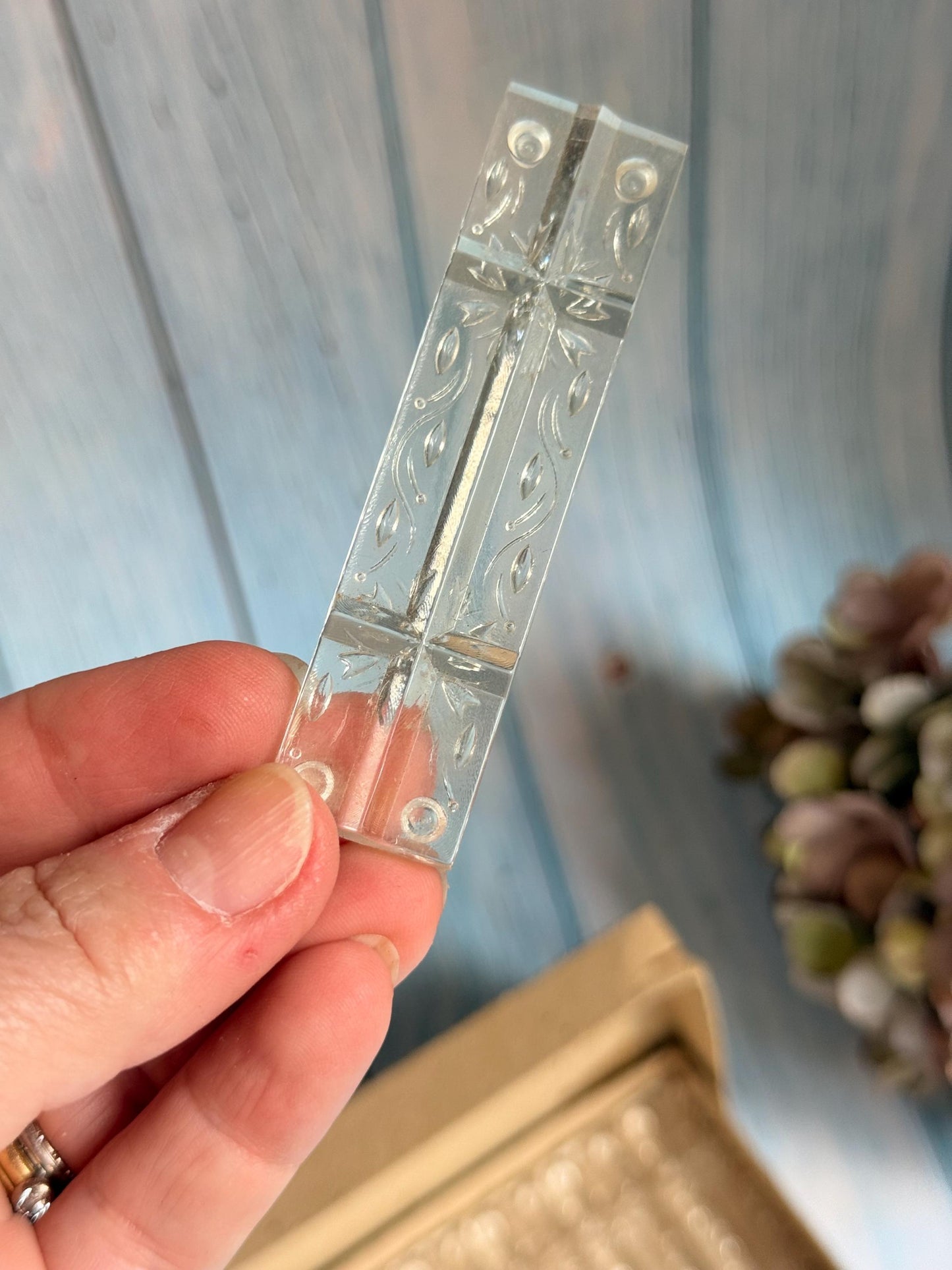 Vintage French Set of Twelve Boxed Clear Acetate Knife Rests