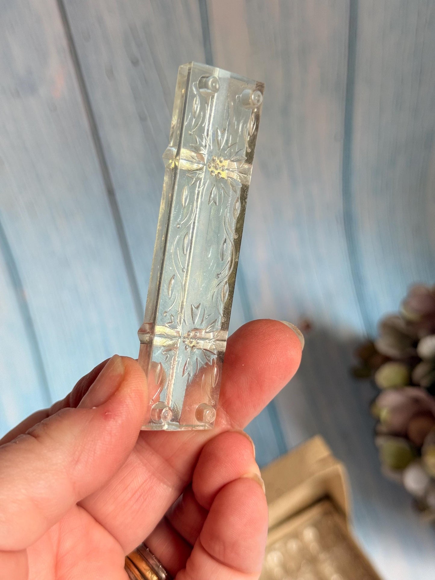 Vintage French Set of Twelve Boxed Clear Acetate Knife Rests