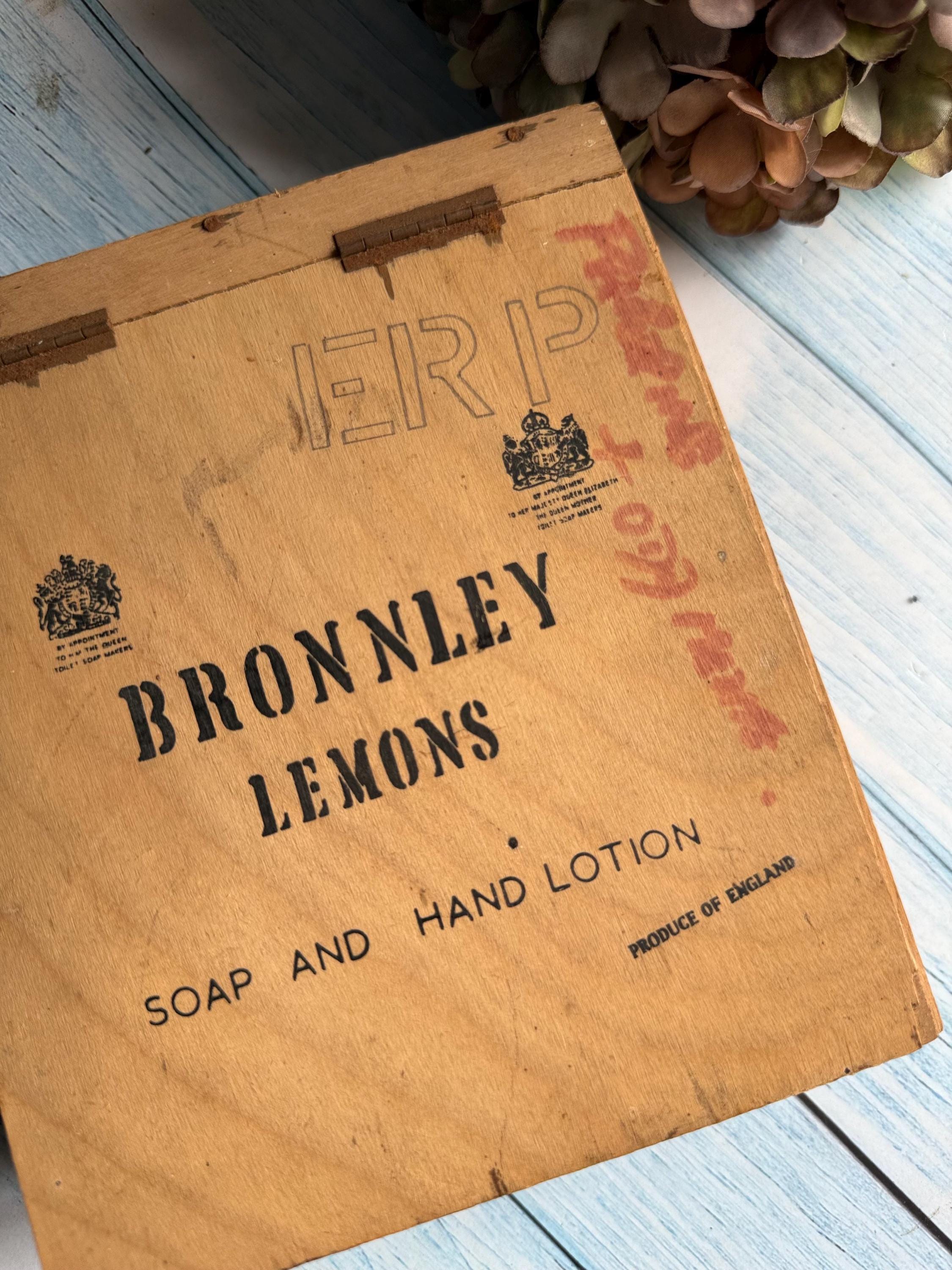 Vintage Bronnley Lemons Wooden Soap Box / Advertising Hinged Storage Box