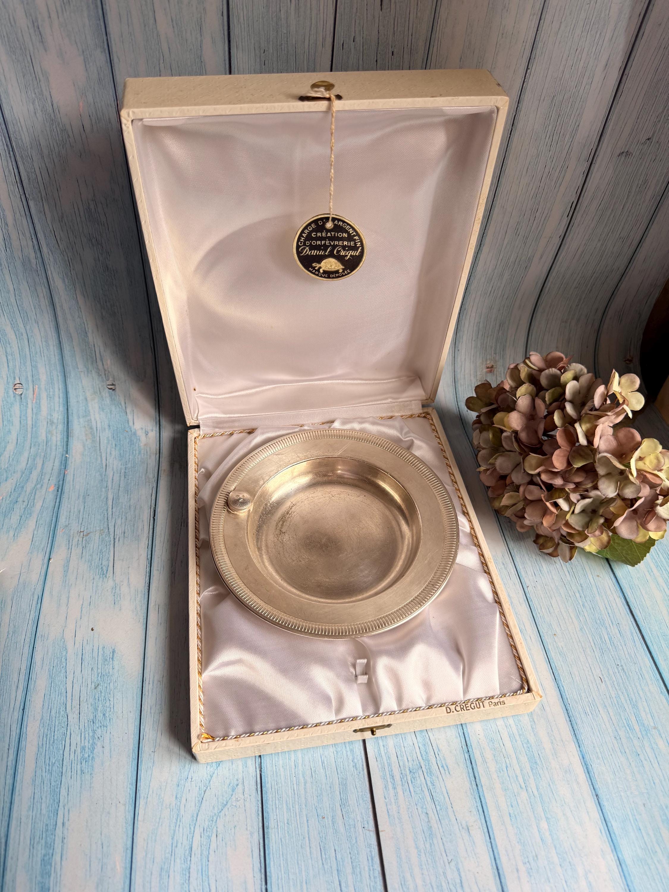 Vintage French Baby Food Warming Dish in Presentation Box Made for Daniel Cregut Paris