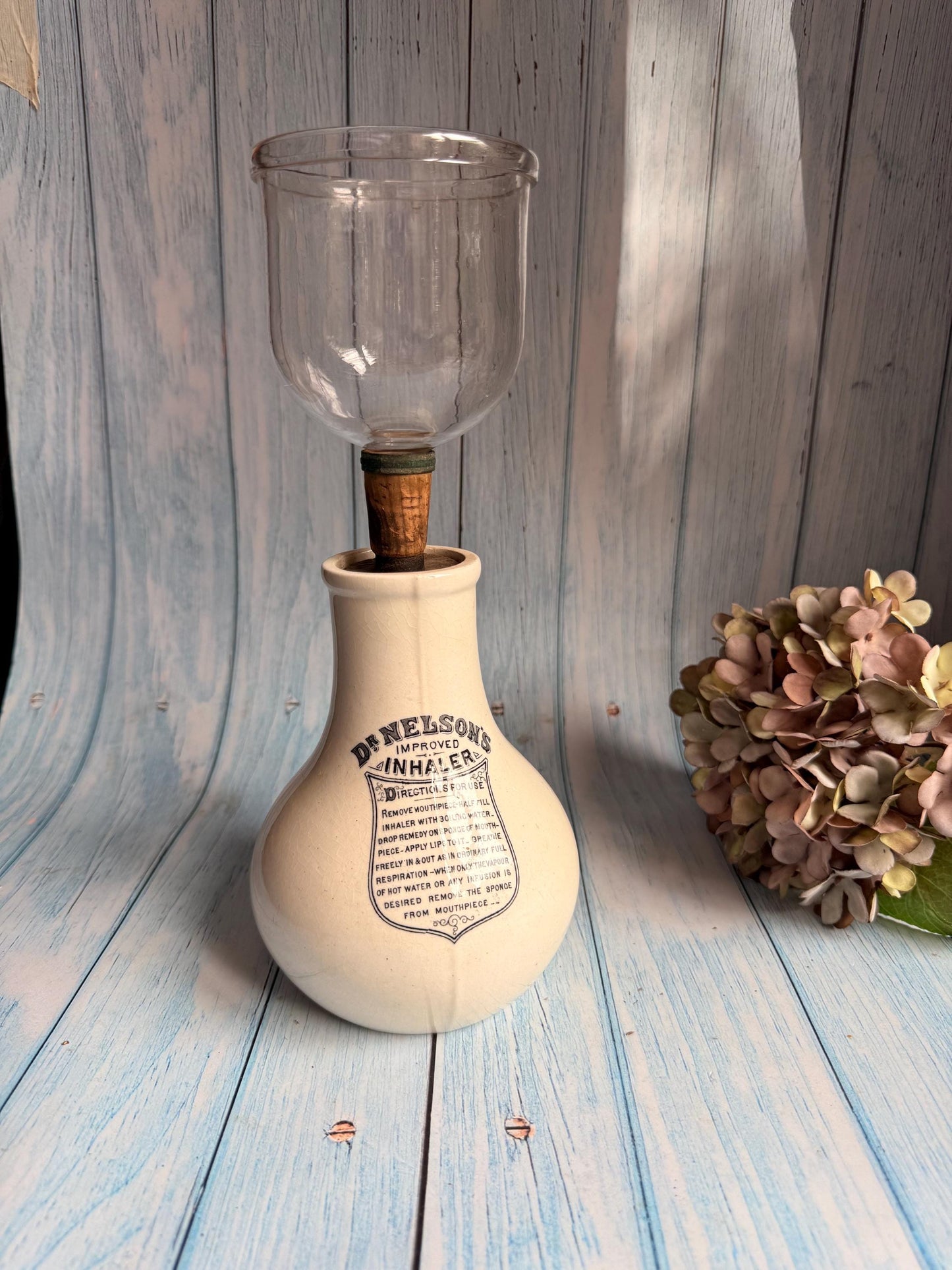 Vintage Nelson’s Inhaler with Unusual Glass Funnel Attachment