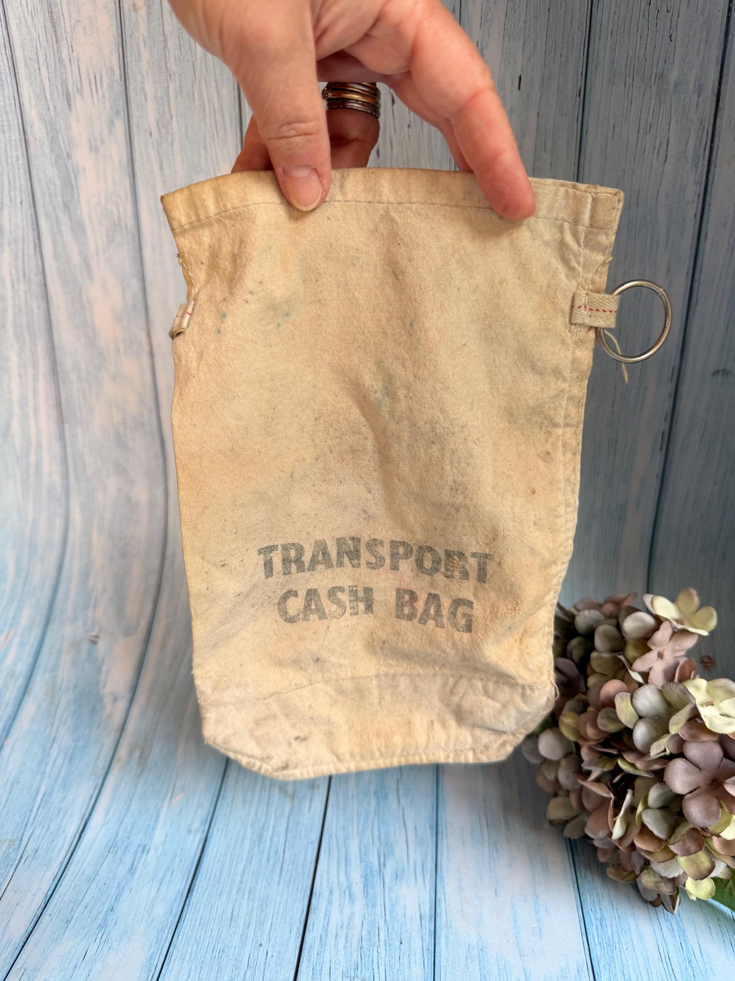 Antique Linen Transport Cash Bag / Money Pouch