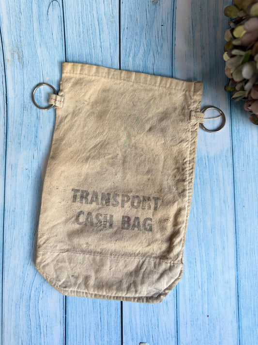Antique Linen Transport Cash Bag / Money Pouch