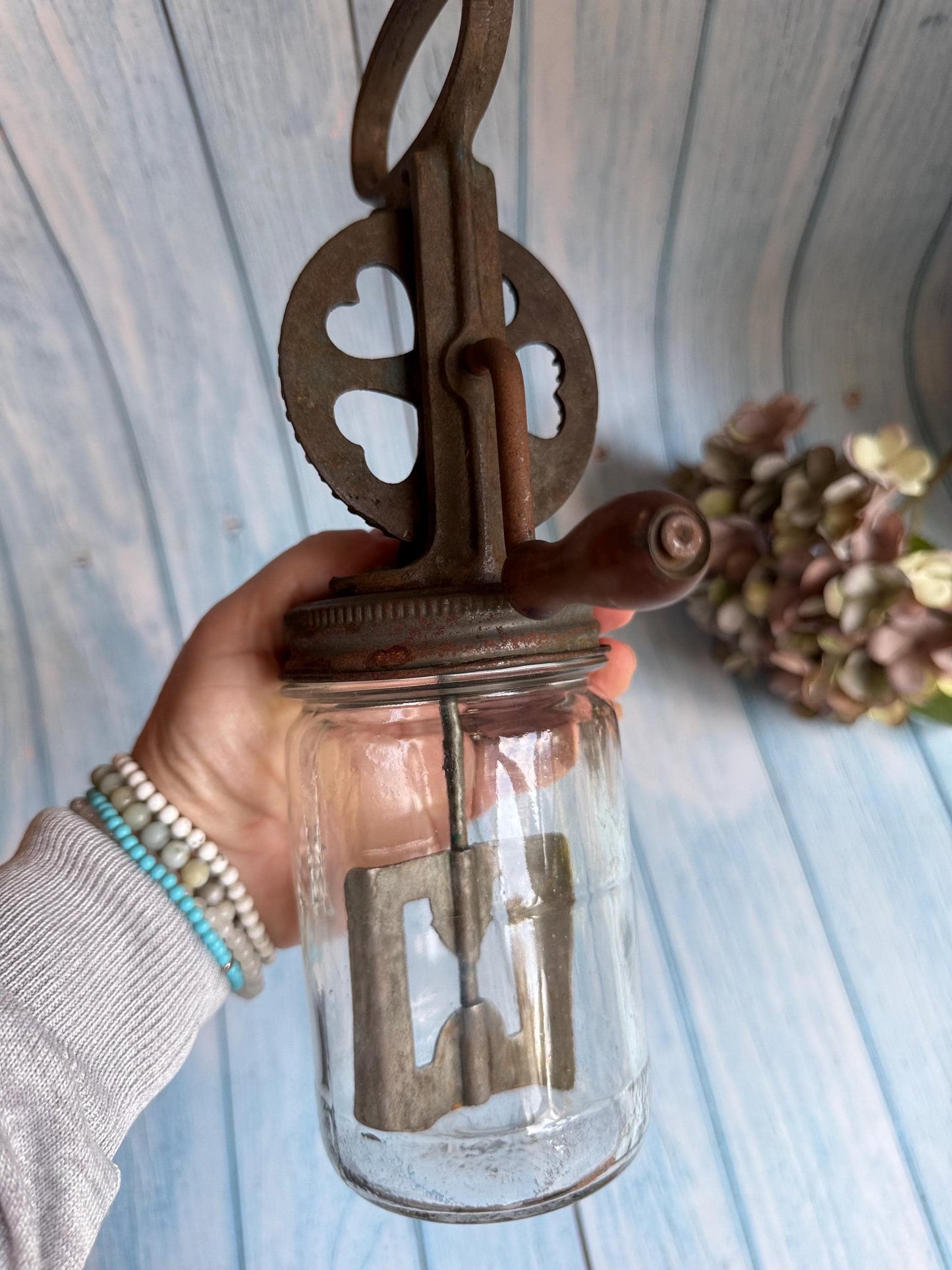 Antique French Mayonnaise Maker Glass Jar. Vitesse Mayonnaise Churn Mixer. French Country Kitchen Homemade Mayonnaise Whisk 1920s