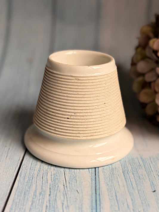 Antique French Bistro Pyrogene or Match Striker / Ribbed White Ironstone