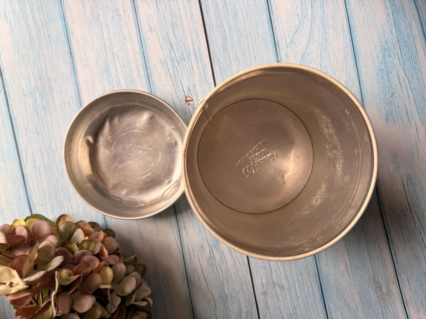 Vintage 1950 / 1960s Worcester Ware Blue and Cream Rice Retro Kitchen Storage Canister