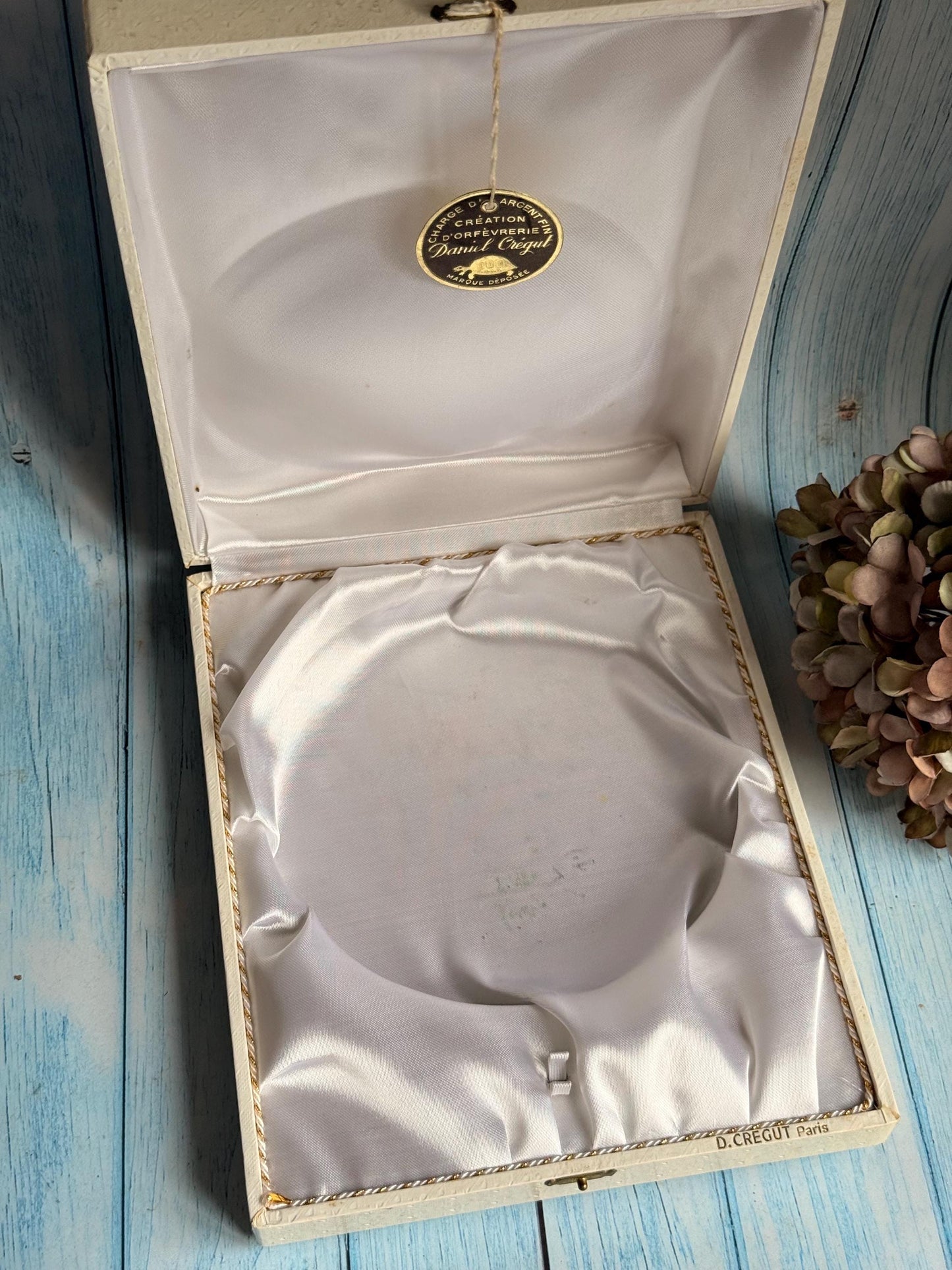 Vintage French Baby Food Warming Dish in Presentation Box Made for Daniel Cregut Paris