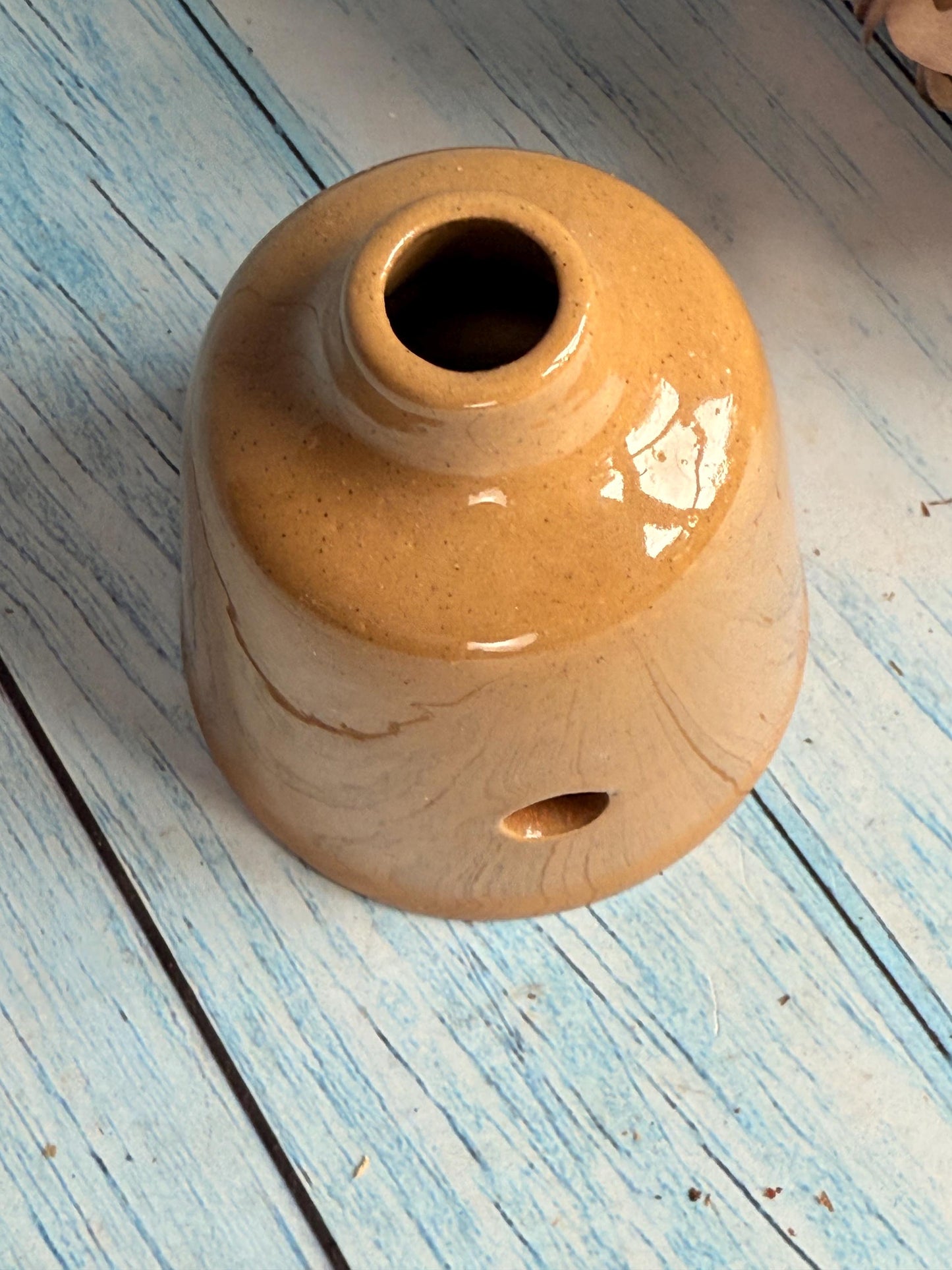 Vintage 1950s Stoneware Pie Funnel – Buff Coloured