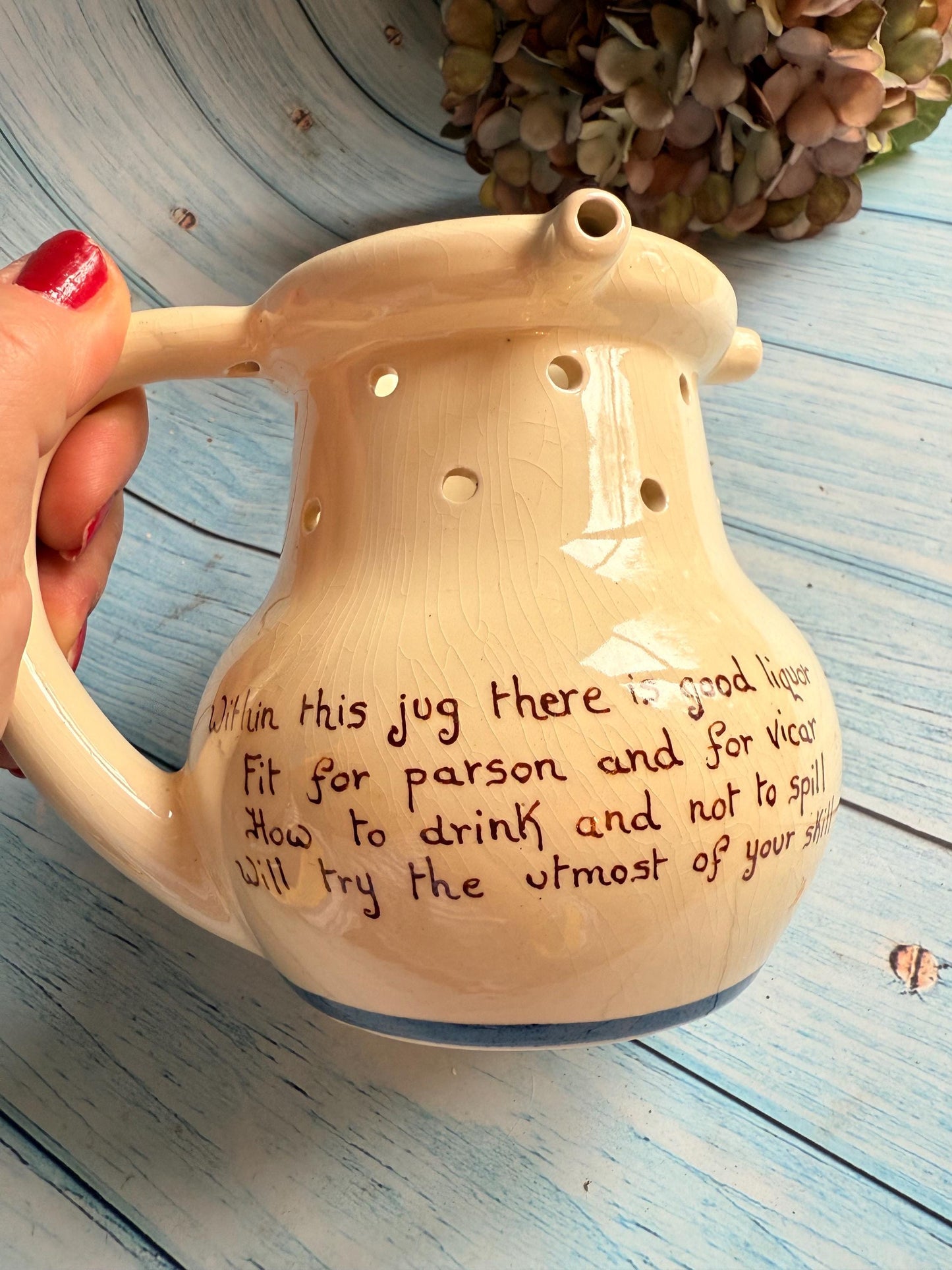 Vintage Dartmouth Pottery Devon Motto Ware Puzzle Mug