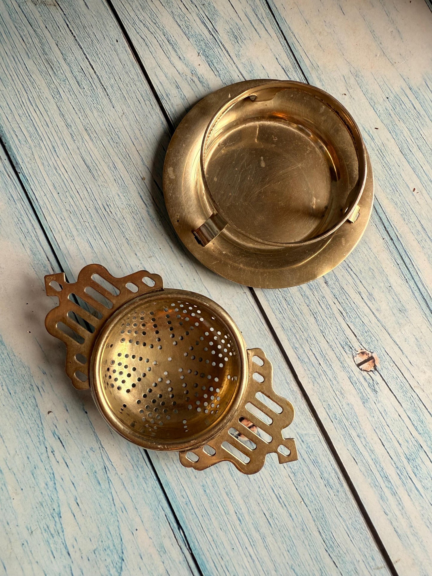 Vintage Silver Plated James Walker London EPNS Tea Strainer with Drip Base – Twin Handles – Pierced Design