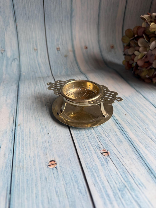 Vintage Silver Plated James Walker London EPNS Tea Strainer with Drip Base – Twin Handles – Pierced Design